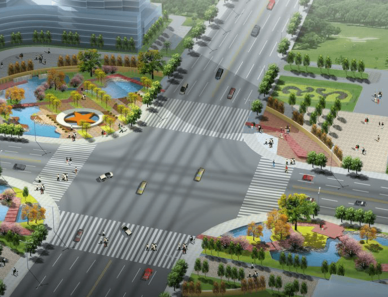 3D image of road with car