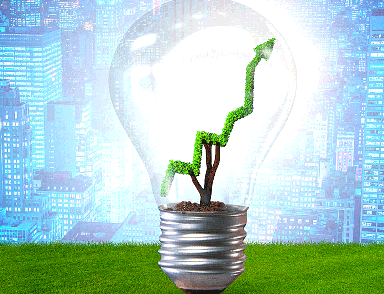 Bulb light with city background